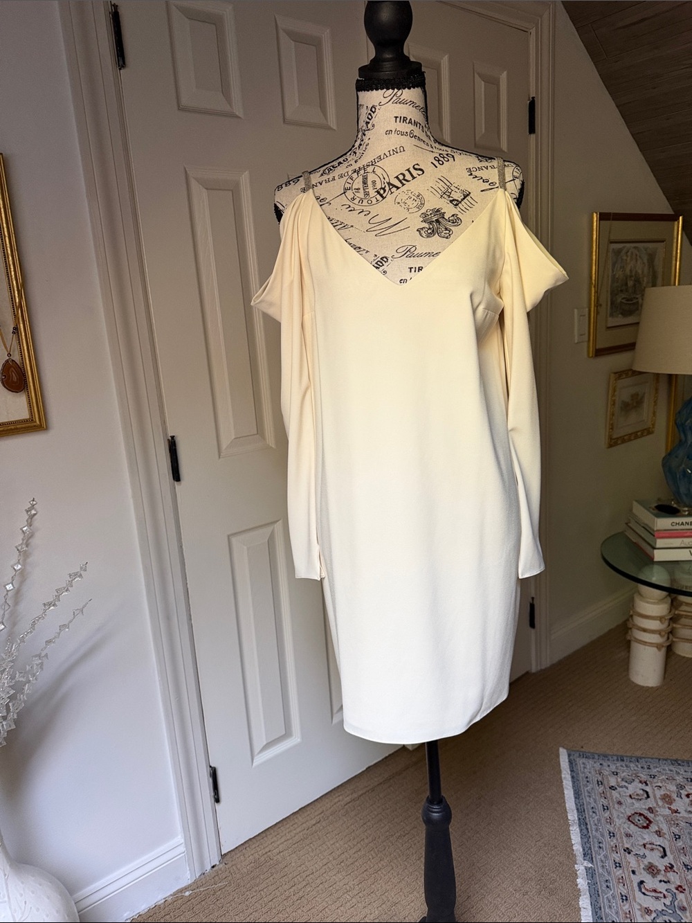 Halston Heritage Ivory Draped Cocktail Dress
